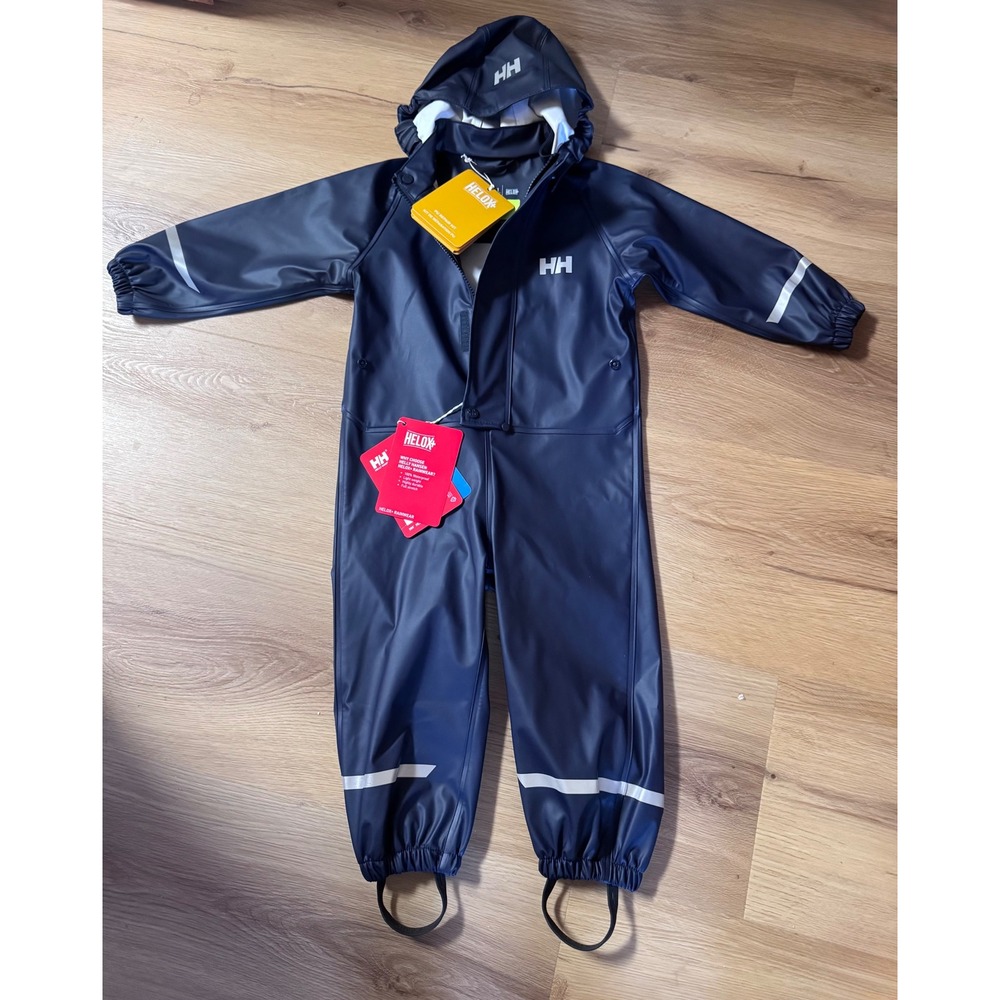 Helly Hansen K Bergen 2.0 PU Playsuit Navy Kids Rain Suit 40512-597 Size 86/1